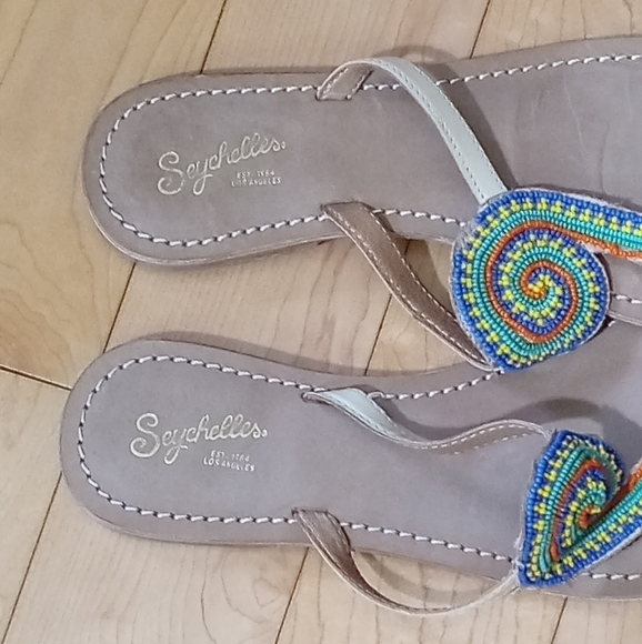 Seychelles seed bead toe wrap leather sandals women's size 8.5 GUC - Picture 2 of 5